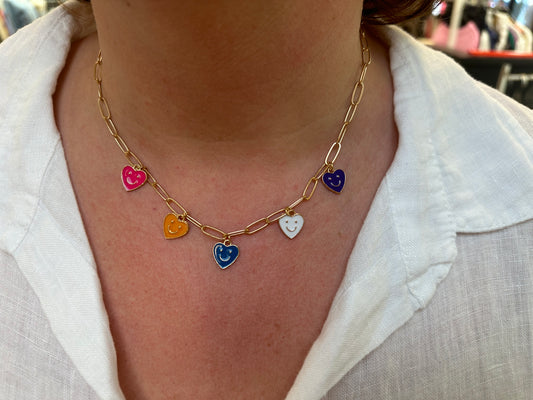 Ketting Smiley Hart multicolor